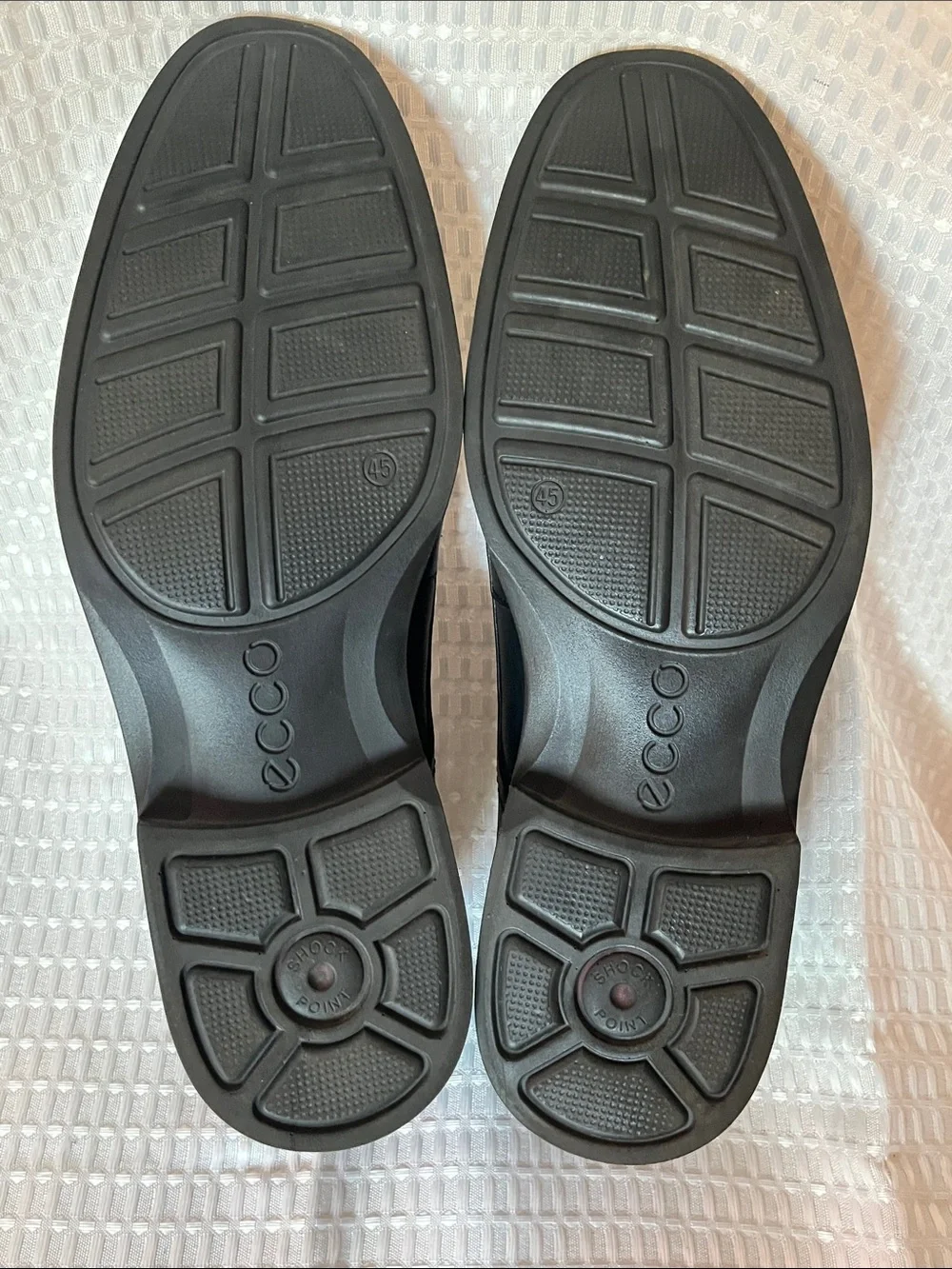 ECCO Black Leather Oxford Dress Shoes EU 45 US 11-11.5 Comfort Slip On Lace Up
